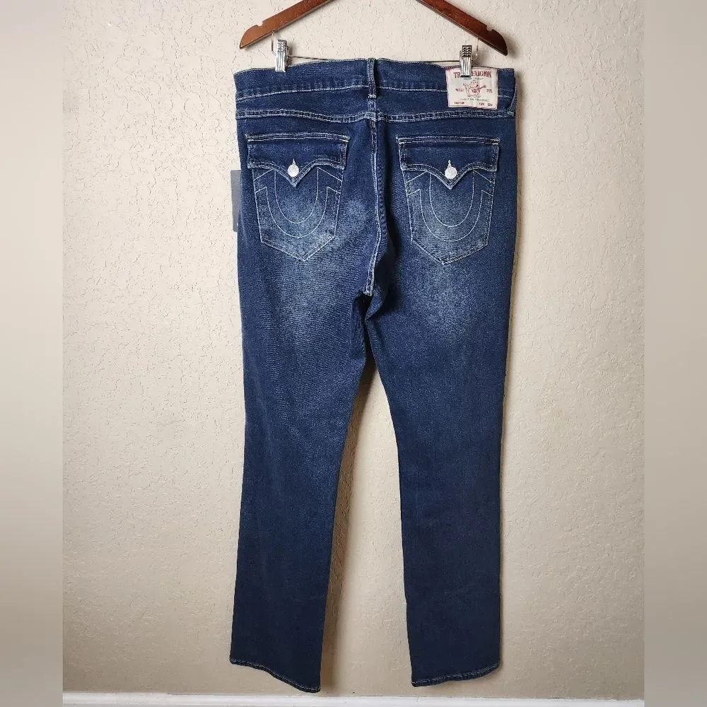 True Religion Ricky Relaxed Flap Straight Dark Woodland Wash Jeans Size 36